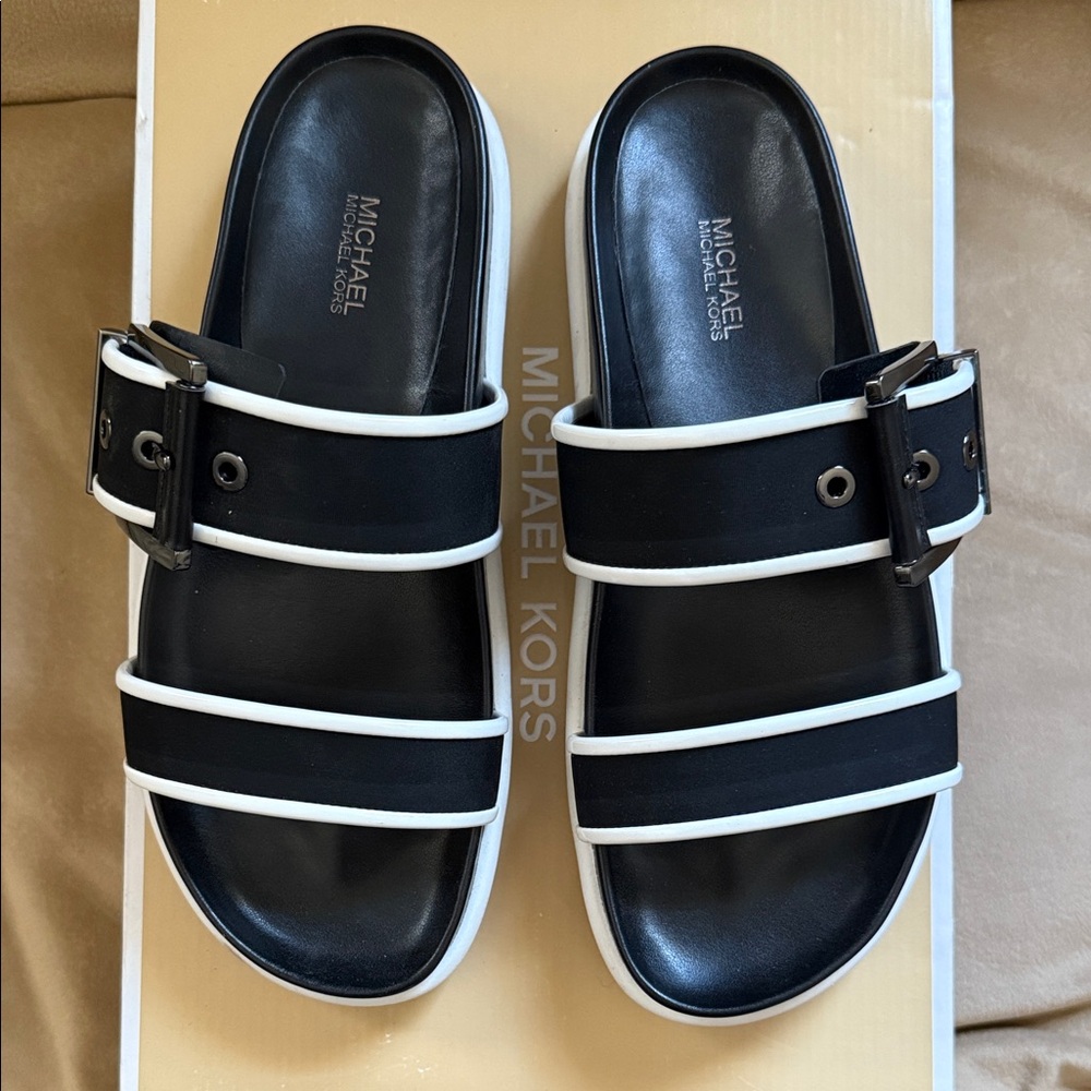 Michael Kors Black and White Sandals